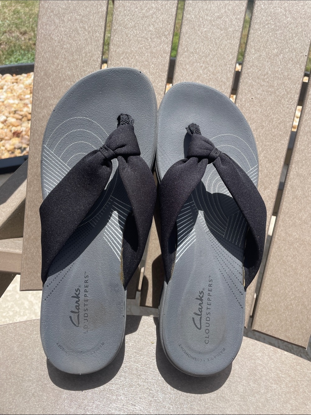 Clarks Women’s Black Cloudsteppers Twist-Detail Women's Sandal/Flip Flop 8